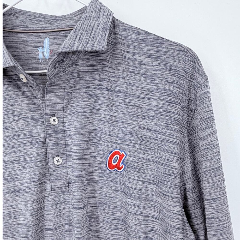 johnnie-O Atlanta Braves Heather Blue Performance Polo Medium - Picture 3 of 11